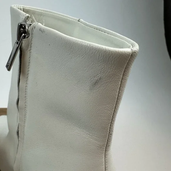 New Womens Marc Fisher LTD Codyy White Leather Flared Heel Ankle Boots Size 11 M - Picture 9 of 10